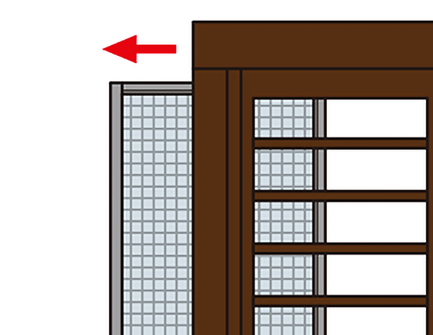 面格子付の網戸を外す