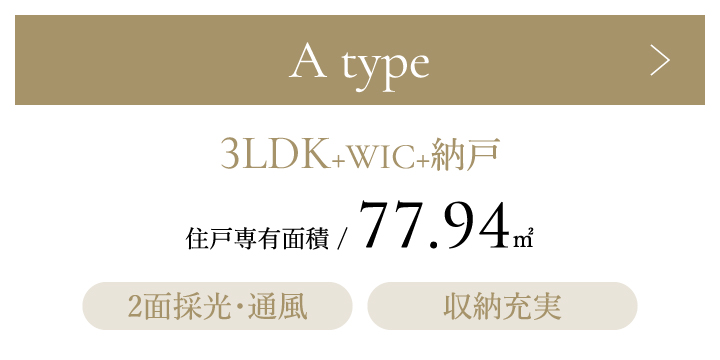 Aタイプ 3LDK+WIC+納戸