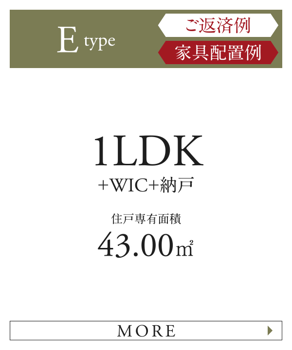 Eタイプ 1LDK+WIC+納戸