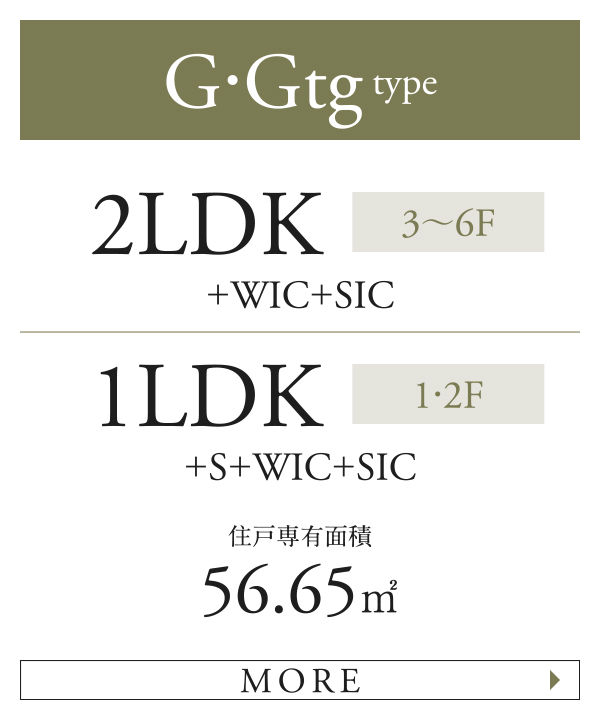 Gタイプ 2LDK+WIC+SIC 1LDK+S+WIC+SIC