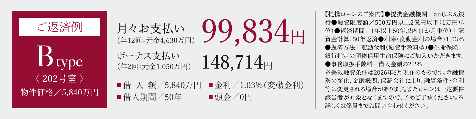 ご返済例 Btype