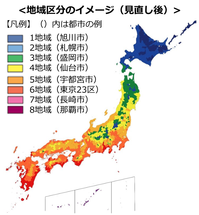 UA値の色分け地図