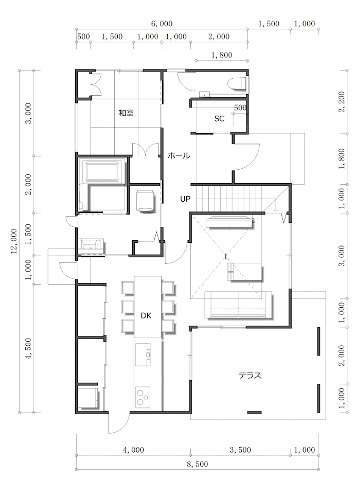 建物間取り