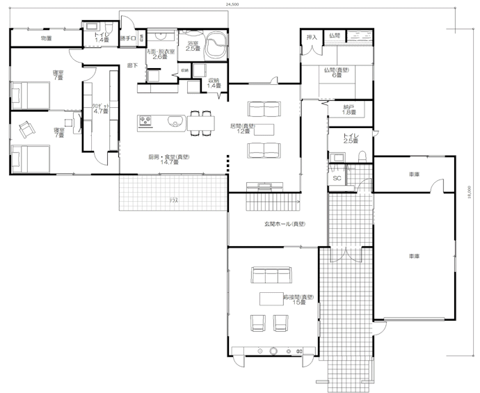 建物間取り