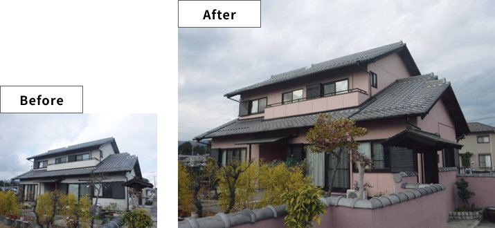 外壁シリコン塗装前後